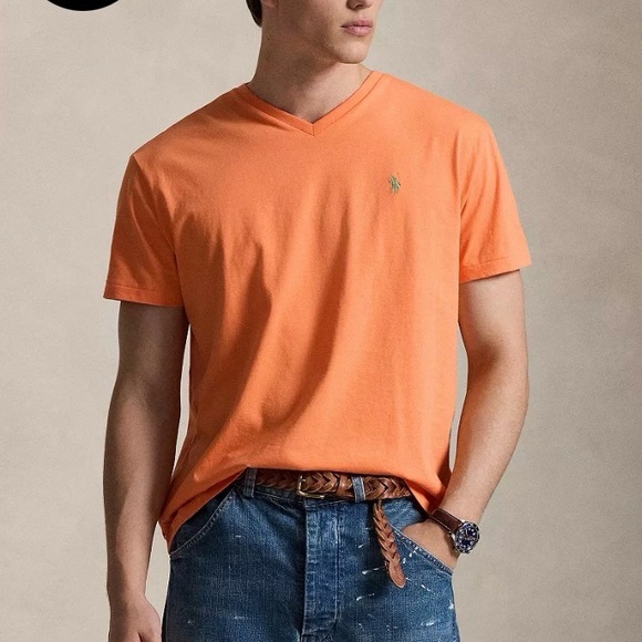 Ralph Lauren Other - Polo Ralph Lauren Pompano Orange V-Neck Cotton Tee size Medium NWT
